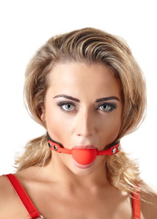Силиконовый кляп-шар на чёрных ремешках Red Gag silicone - Orion - купить с доставкой во Владикавказе