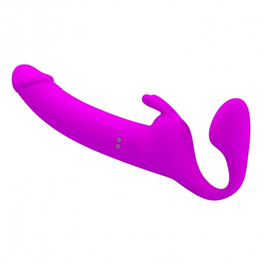 Лиловый безремневой страпон с вибрацией Zanini - Baile - купить с доставкой во Владикавказе