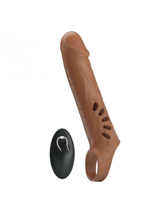 Коричневая вибронасадка с подхватом мошонки и пультом ДУ - Baile - во Владикавказе купить с доставкой