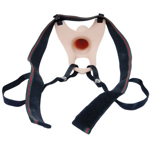 Телесный полый страпон на ремешках - 16,5 см. - Boys of Toys - купить с доставкой во Владикавказе