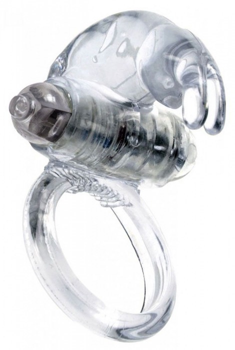 Прозрачное эрекционное виброкольцо с клиторальным зайчиком - Boys of Toys - во Владикавказе купить с доставкой
