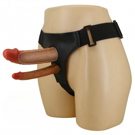 Темно-бежевый фаллопротез для двойного проникновения - 17,5 см. - Baile - купить с доставкой во Владикавказе