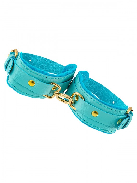 Голубые двуслойные кожаные оковы - Pecado - купить с доставкой во Владикавказе