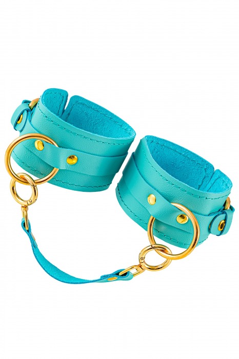 Голубые однослойные кожаные оковы - Pecado - купить с доставкой во Владикавказе