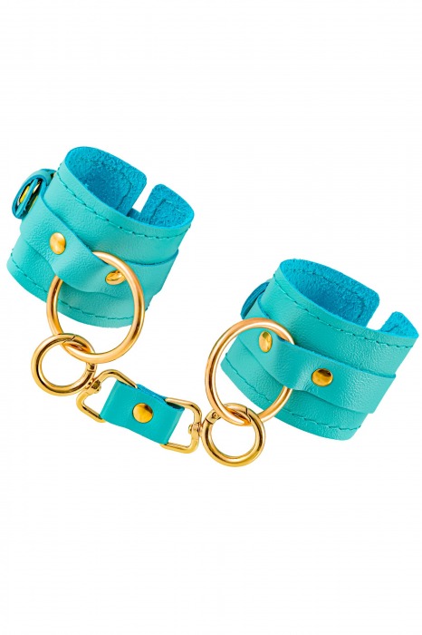 Голубые однослойные кожаные наручники - Pecado - купить с доставкой во Владикавказе