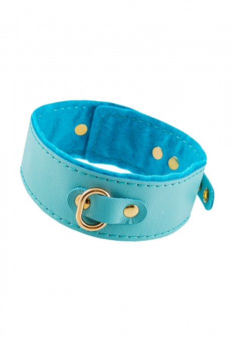 Голубой двуслойный кожаный ошейник с подкладкой из фетра - Pecado - купить с доставкой во Владикавказе