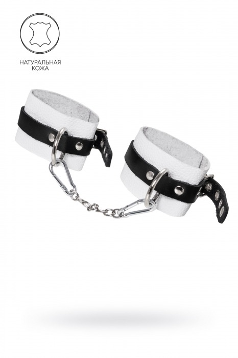 Бело-черные мягкие оковы с одним ремешком и люверсами - Pecado - купить с доставкой во Владикавказе