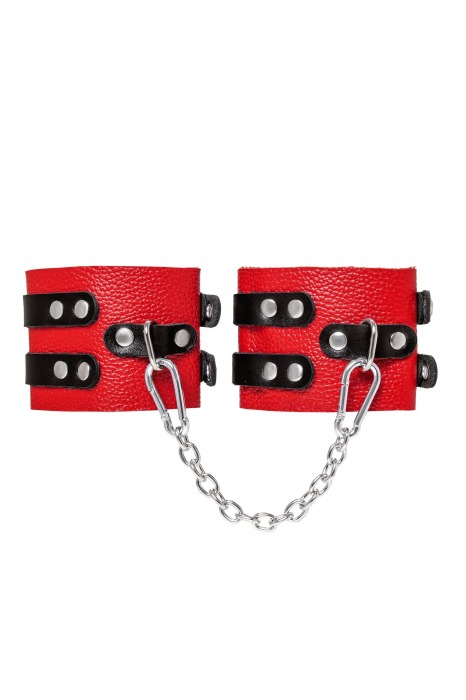 Красно-черные мягкие оковы с двумя ремешками с люверсами - Pecado - купить с доставкой во Владикавказе