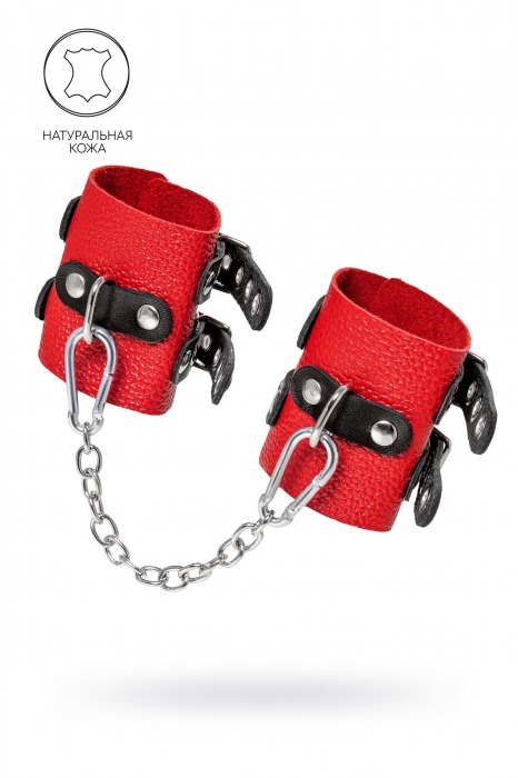 Красно-черные мягкие наручники с двумя ремешками с люверсами - Pecado - купить с доставкой во Владикавказе