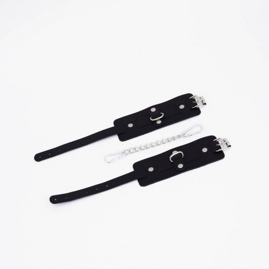 Черные кожаные оковы с хромированной фурнитурой - Crazy Handmade - купить с доставкой во Владикавказе