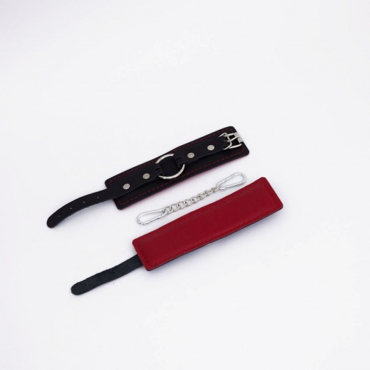 Черно-красные кожаные наручники - Crazy Handmade - купить с доставкой во Владикавказе