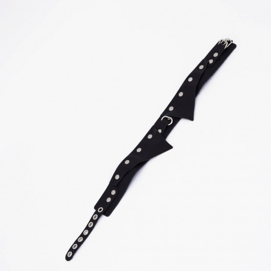 Черный однослойный кожаный ошейник с имитацией воротничка - Crazy Handmade - купить с доставкой во Владикавказе