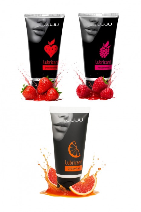 Набор из 3 съедобных лубрикантов JUJU (клубника, малина, грейпфрут) - JuJu - купить с доставкой во Владикавказе