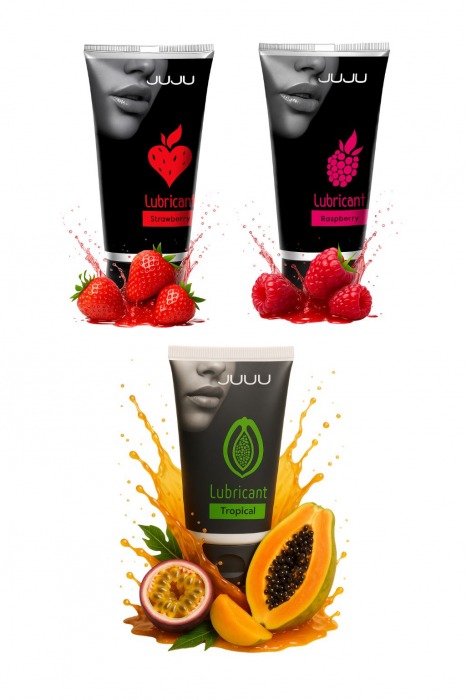 Набор из 3 съедобных лубрикантов JUJU (клубника, малина, тропические фрукты) - JuJu - купить с доставкой во Владикавказе