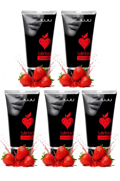 Набор из 5 съедобных лубрикантов JUJU со вкусом клубники - JuJu - купить с доставкой во Владикавказе