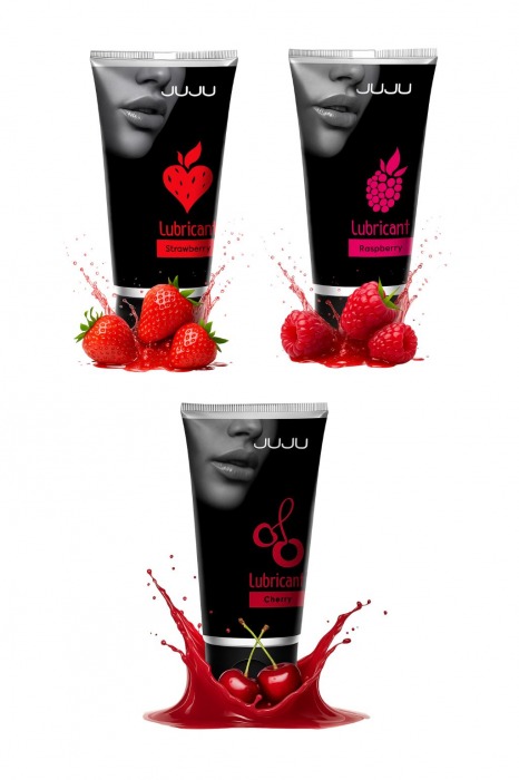 Набор из 3 съедобных лубрикантов JUJU (клубника, малина, вишня) - JuJu - купить с доставкой во Владикавказе