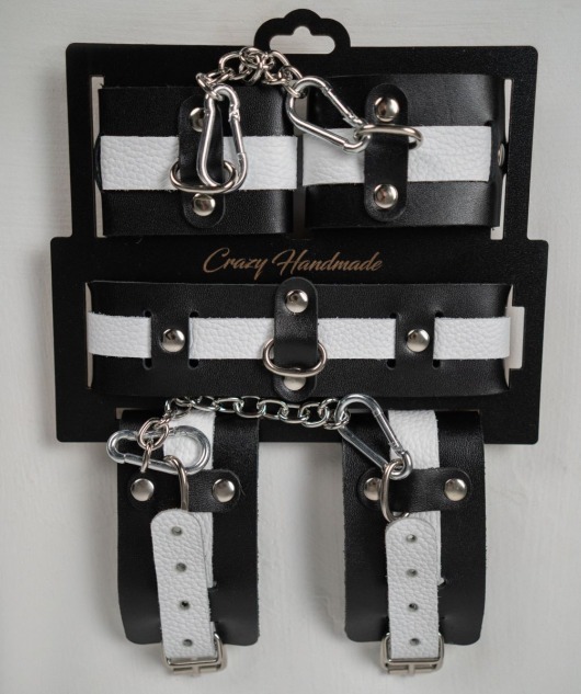 Набор фиксаторов из черной и белой натуральной кожи - Crazy Handmade - купить с доставкой во Владикавказе