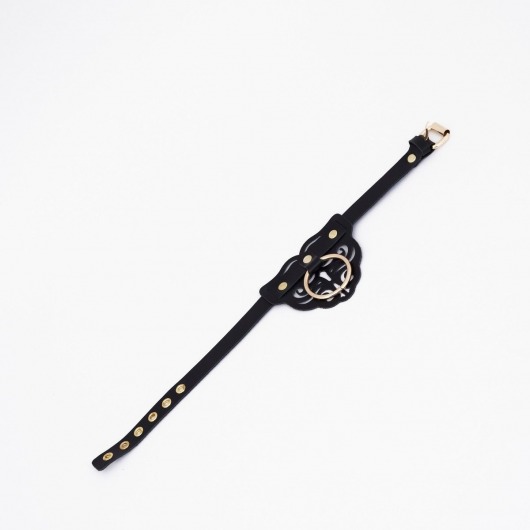 Черный чокер с клепками и золотистой фурнитурой - Crazy Handmade - купить с доставкой во Владикавказе