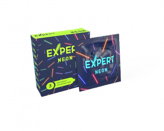 Светящиеся в темноте презервативы Expert Neon - 3 шт. - Expert - купить с доставкой во Владикавказе