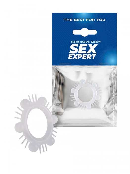 Эластичное эрекционное кольцо с шипиками и шариками - Sex Expert - во Владикавказе купить с доставкой