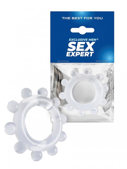 Прозрачное эрекционное кольцо со стимулирующими шариками - Sex Expert - во Владикавказе купить с доставкой