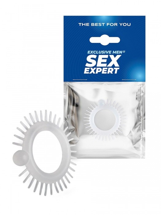 Эластичное эрекционное кольцо с шипиками и шариком - Sex Expert - во Владикавказе купить с доставкой