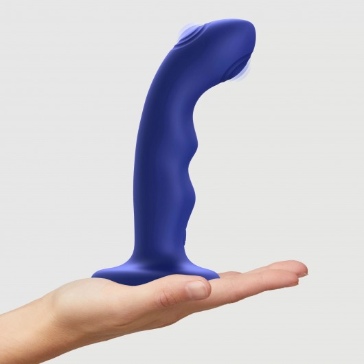 Синяя насадка-стимулятор Strap-On-Me Tapping Dildo Wave - Strap-on-me - купить с доставкой во Владикавказе