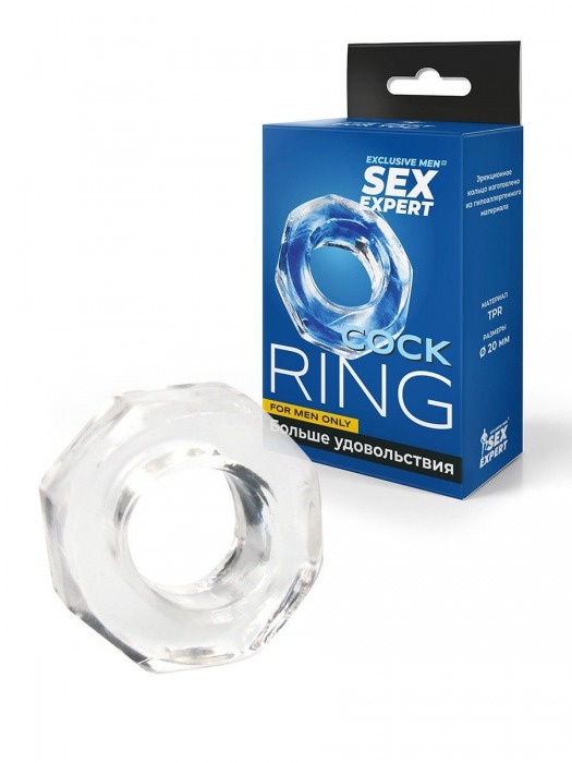 Прозрачное эрекционное кольцо в форме гайки - Sex Expert - во Владикавказе купить с доставкой