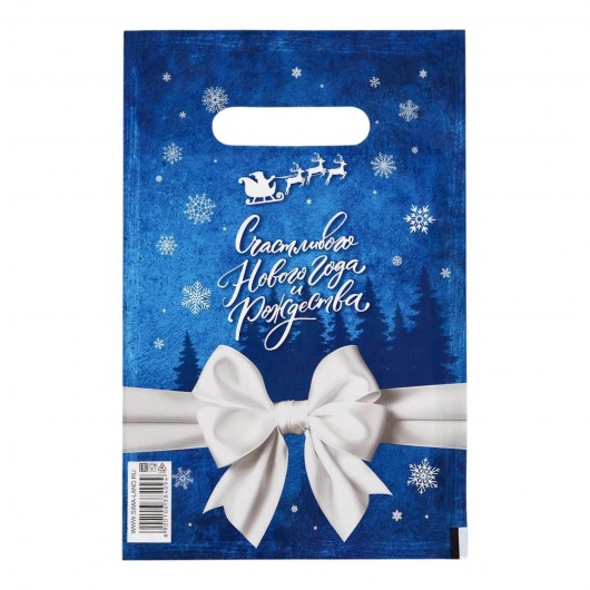 Сине-белый подарочный новогодний пакет с вырубной ручкой (20х30 см) - Сима-Ленд - купить с доставкой во Владикавказе