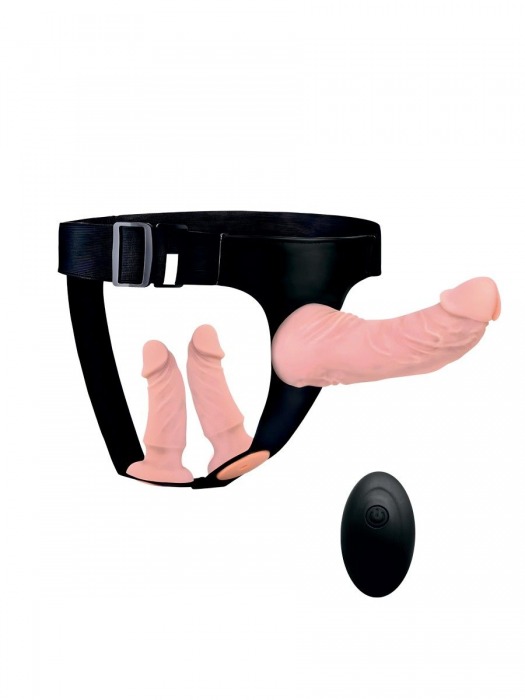 Женский страпон с 3 насадками и вибрацией - Erowoman-Eroman - купить с доставкой во Владикавказе