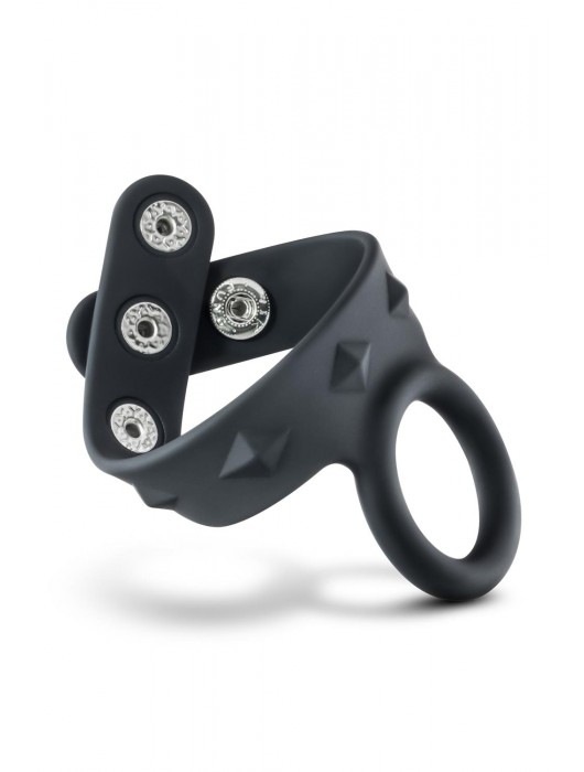 Черное эрекционное кольцо с подхватом мошонки на кнопках VS6 - Blush Novelties - во Владикавказе купить с доставкой