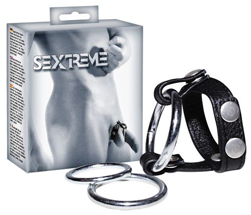 Подхват для мошонки с 3 съемными эрекционными кольцами Leder-Riemen - Orion - во Владикавказе купить с доставкой