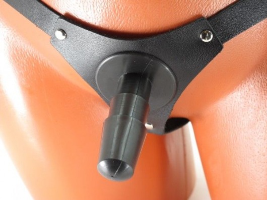 Черные кожаные трусики со штырьком для насадок - БДСМ Арсенал - купить с доставкой во Владикавказе