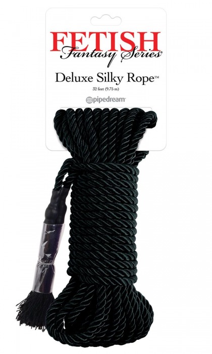 Черная веревка для фиксации Deluxe Silky Rope - 9,75 м. - Pipedream - купить с доставкой во Владикавказе