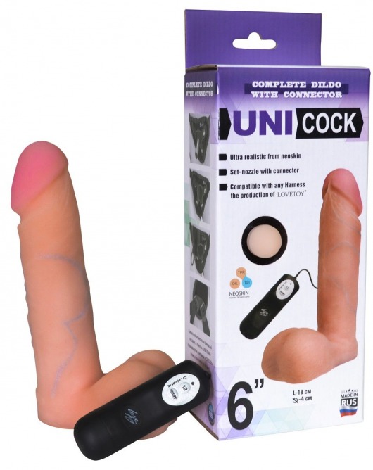 Фаллическая насадка Харнесс UNICOCK 6  с вибрацией - 18 см. - LOVETOY (А-Полимер) - купить с доставкой во Владикавказе