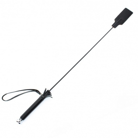 Чёрный кожаный стек с прямоугольным наконечником - 66 см. - БДСМ Арсенал - купить с доставкой во Владикавказе