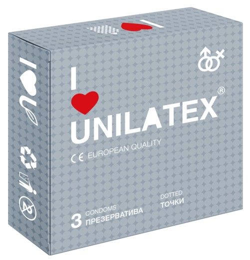 Презервативы с точками Unilatex Dotted - 3 шт. - Unilatex - купить с доставкой во Владикавказе