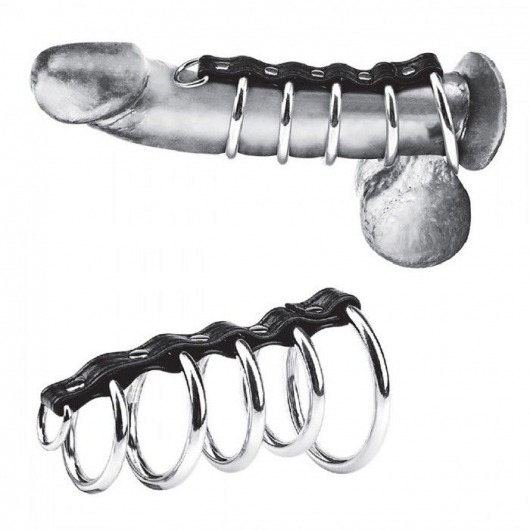 Хомут на пенис с 5 кольцами 5 Ring Gates Of Hell With Lead - BlueLine - купить с доставкой во Владикавказе