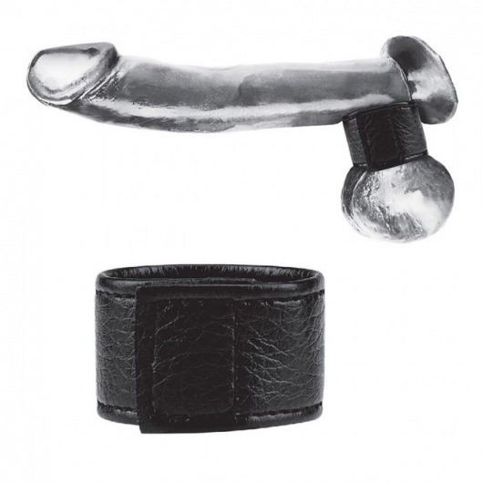 Чёрная утяжка на мошонку 1  Velcro Ball Stretcher - BlueLine - купить с доставкой во Владикавказе