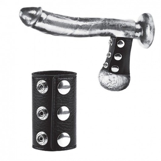 Чёрная утяжка на кнопках 100% PVC STRAP WITH METAL SNAP - BlueLine - купить с доставкой во Владикавказе