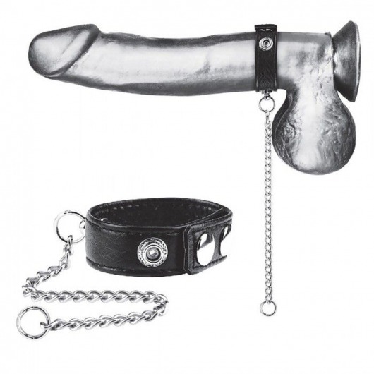 Утяжка на пенис с поводком Snap Cock Ring With 12  Leash - BlueLine - купить с доставкой во Владикавказе