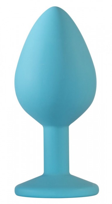 Средняя голубая анальная пробка Emotions Cutie Medium с фиолетовым кристаллом - 8,5 см. - Lola Games - купить с доставкой во Владикавказе