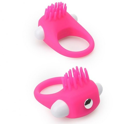 Розовое эрекционное кольцо с щеточкой LIT-UP SILICONE STIMU RING 5 - Dream Toys - во Владикавказе купить с доставкой
