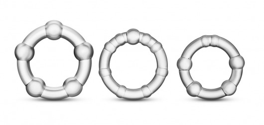 Набор из 3 прозрачных эрекционных колец Stay Hard Beaded Cockrings - Blush Novelties - во Владикавказе купить с доставкой