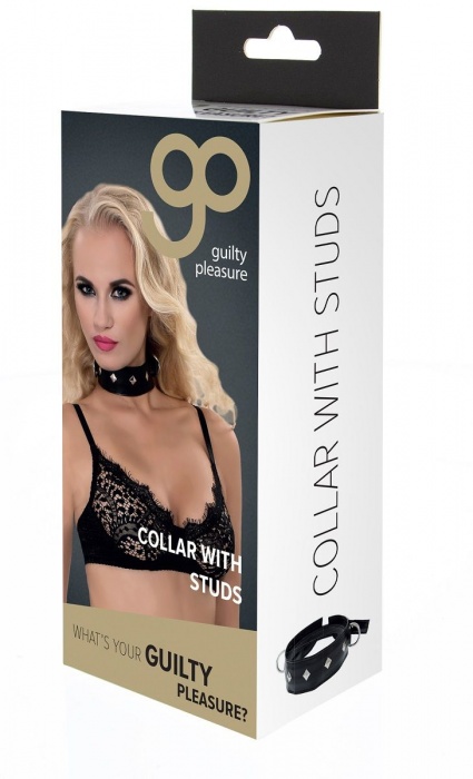 Полиуретановый ошейник с пуклями и D-кольцами Collar with Studs - Blush Novelties - купить с доставкой во Владикавказе