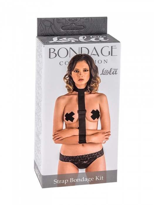 Ошейник с длинной лентой и наручниками Strap Bondage Kit Plus Size - Lola Games - купить с доставкой во Владикавказе
