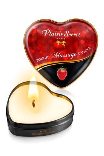 Массажная свеча с ароматом клубники Bougie Massage Candle - 35 мл. - Plaisir Secret - купить с доставкой во Владикавказе