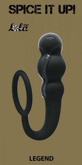 Чёрное эрекционное кольцо Legend с анальным стимулятором - Lola Games - во Владикавказе купить с доставкой