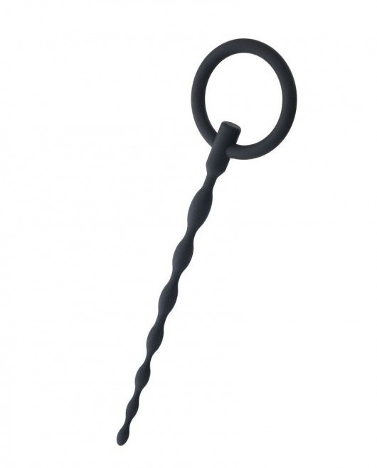 Чёрный уретральный плаг с кольцом - ToyFa - купить с доставкой во Владикавказе