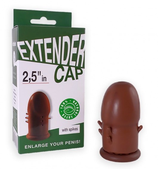Коричневый латексный удлинитель пениса 2.5 in с шипиками - Sitabella - во Владикавказе купить с доставкой